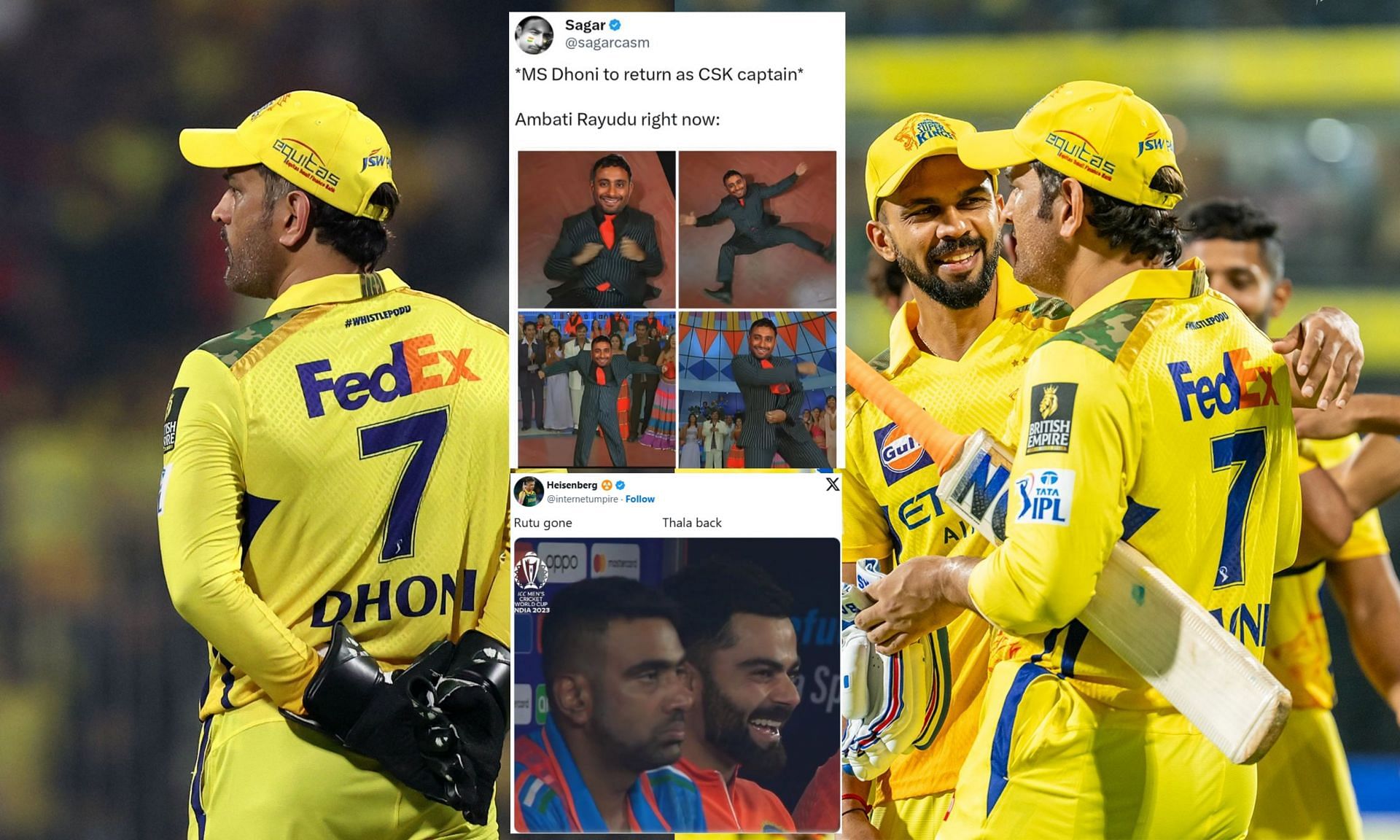Fans react as MS Dhoni returns as CSK captain. (Images: X - @ChennaiIPL, @internetumpire,Instagram - sagarcasm)
