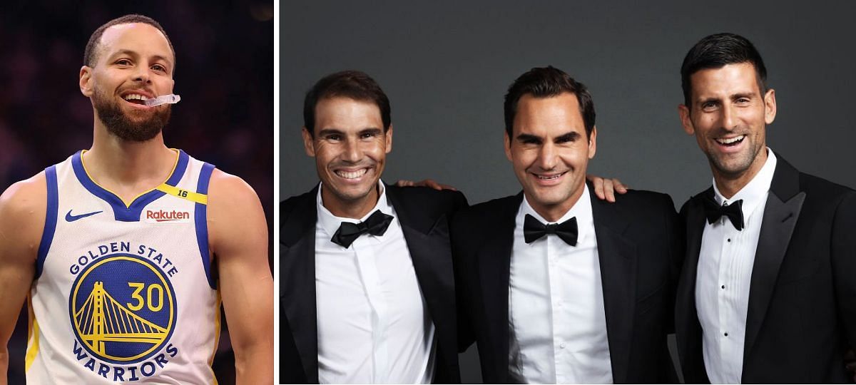 Stephen Curry (L), Rafael Nadal, Roger Federer, Novak Djokovic (R) [Image source: Getty]