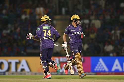 Sunil Narine and Rahmanullah Gurbaz have opened for KKR in their last few games in IPL 2025. [P/C: Getty]