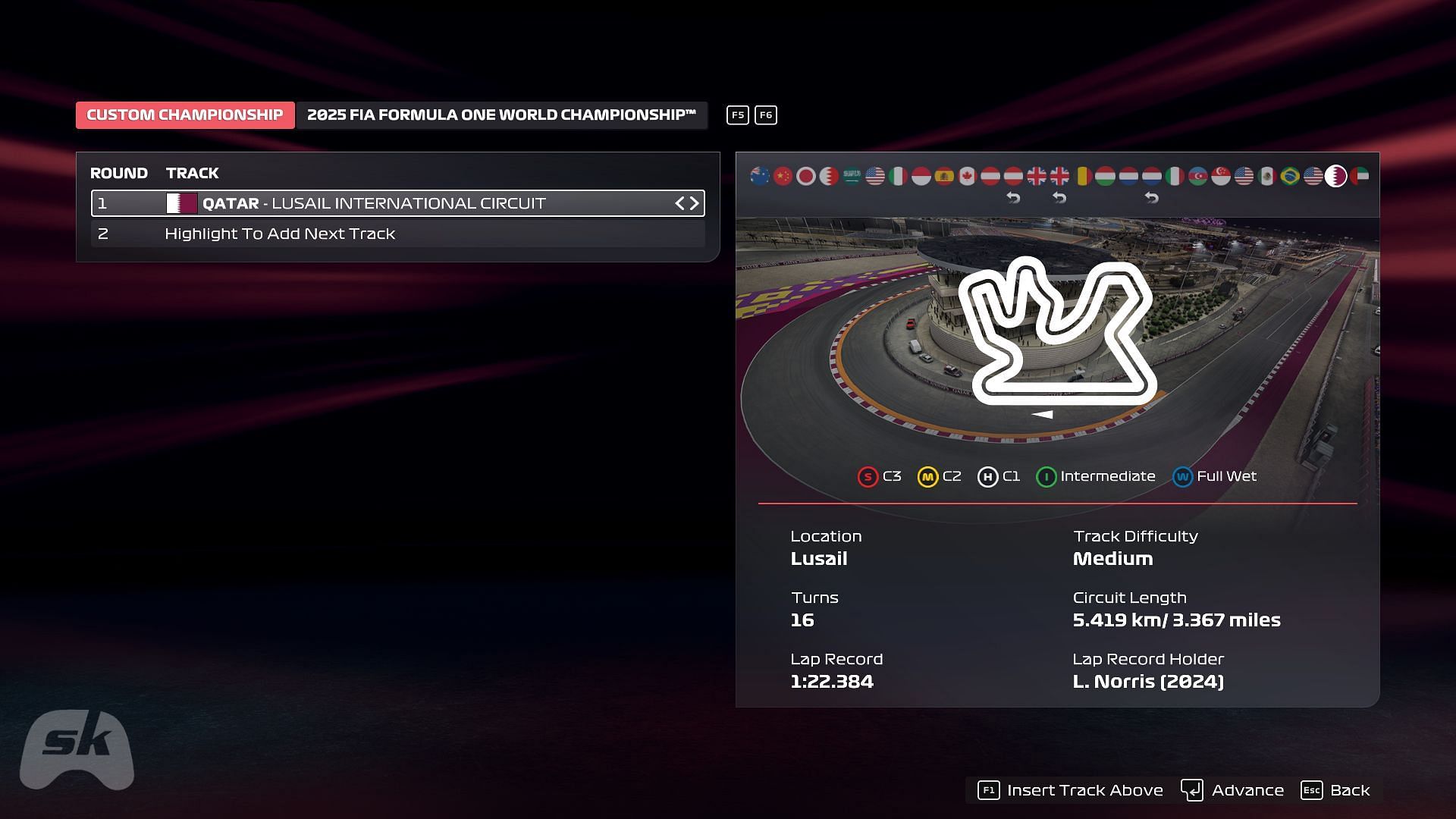 Lusail International Circuit in F1 25 (Image via EA Sports/SK Gaming)