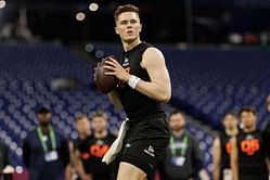 Brady Cook 's fiancée Carli drops 4-word message as UDFA QB hits the beach amidst Jets OTAs