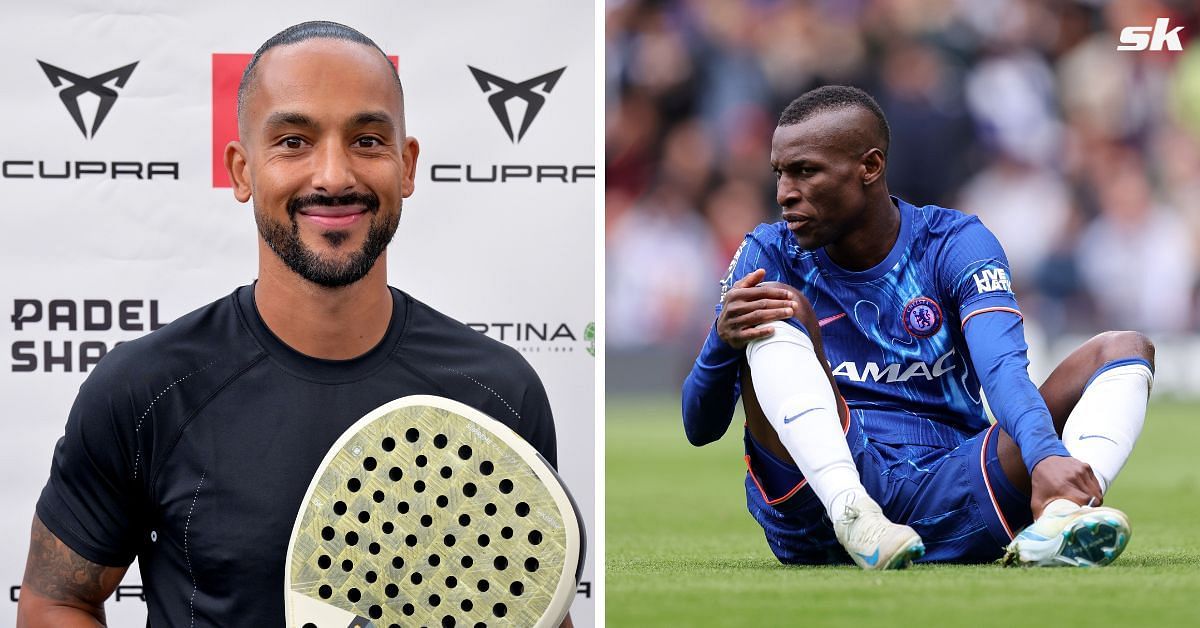 Theo Walcott gives advise to Nicolas Jackson