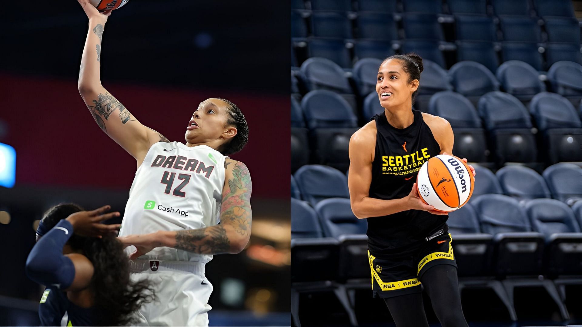 Brittney Griner and Skylar Diggins. Credits: Instagram (@atlantadream, @seattlestorm)
