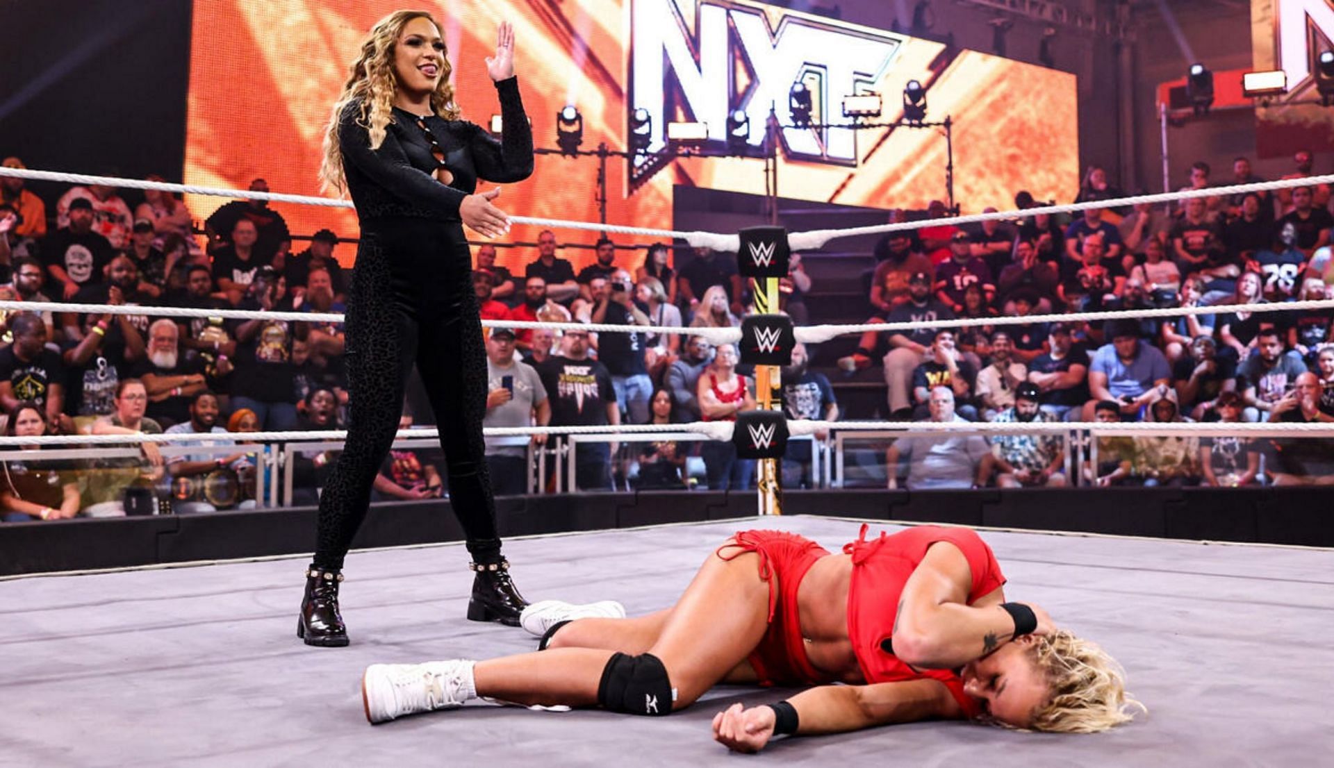 इलेक्ट्रा लोपेज़, सोल रुका पर हमला करने के बाद (Photo: WWE.com)