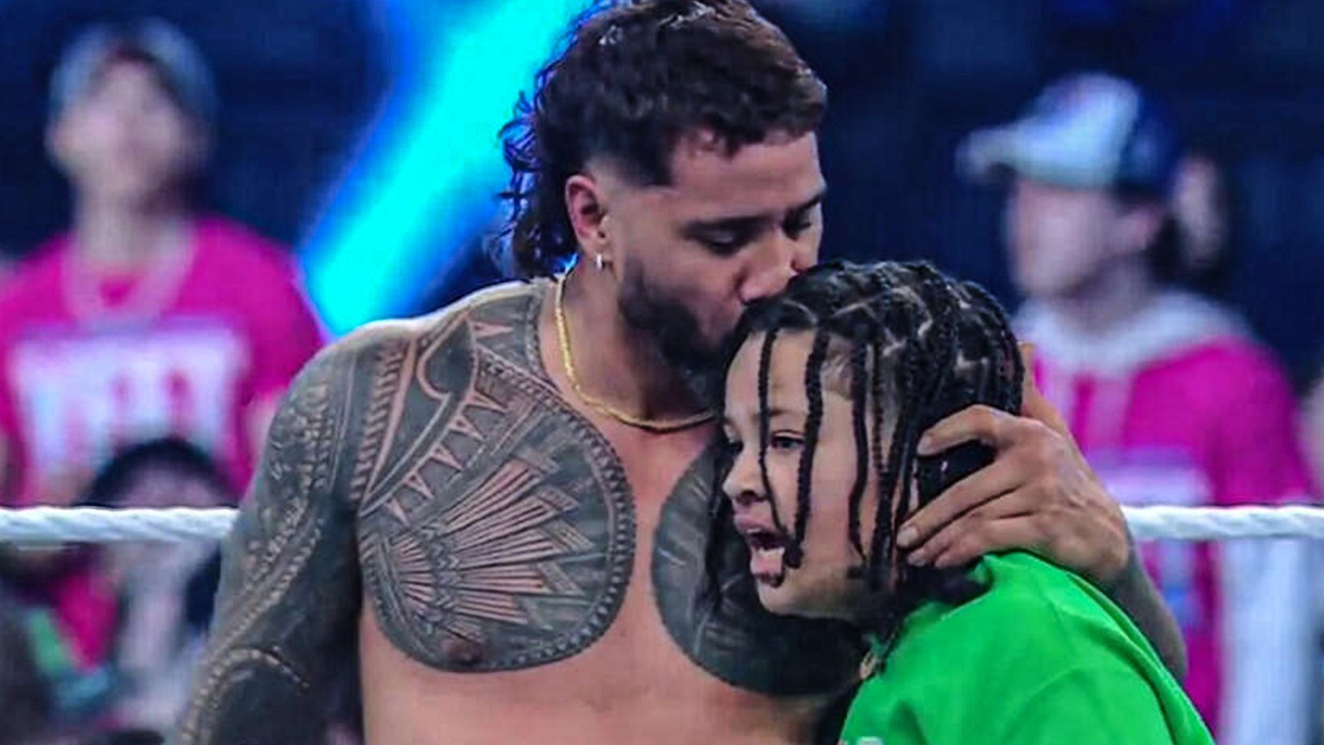 Jey Uso with his son! (Credits: WWE.Com)