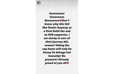 Screenshot of Aparshakti Khurana's Instagram story.