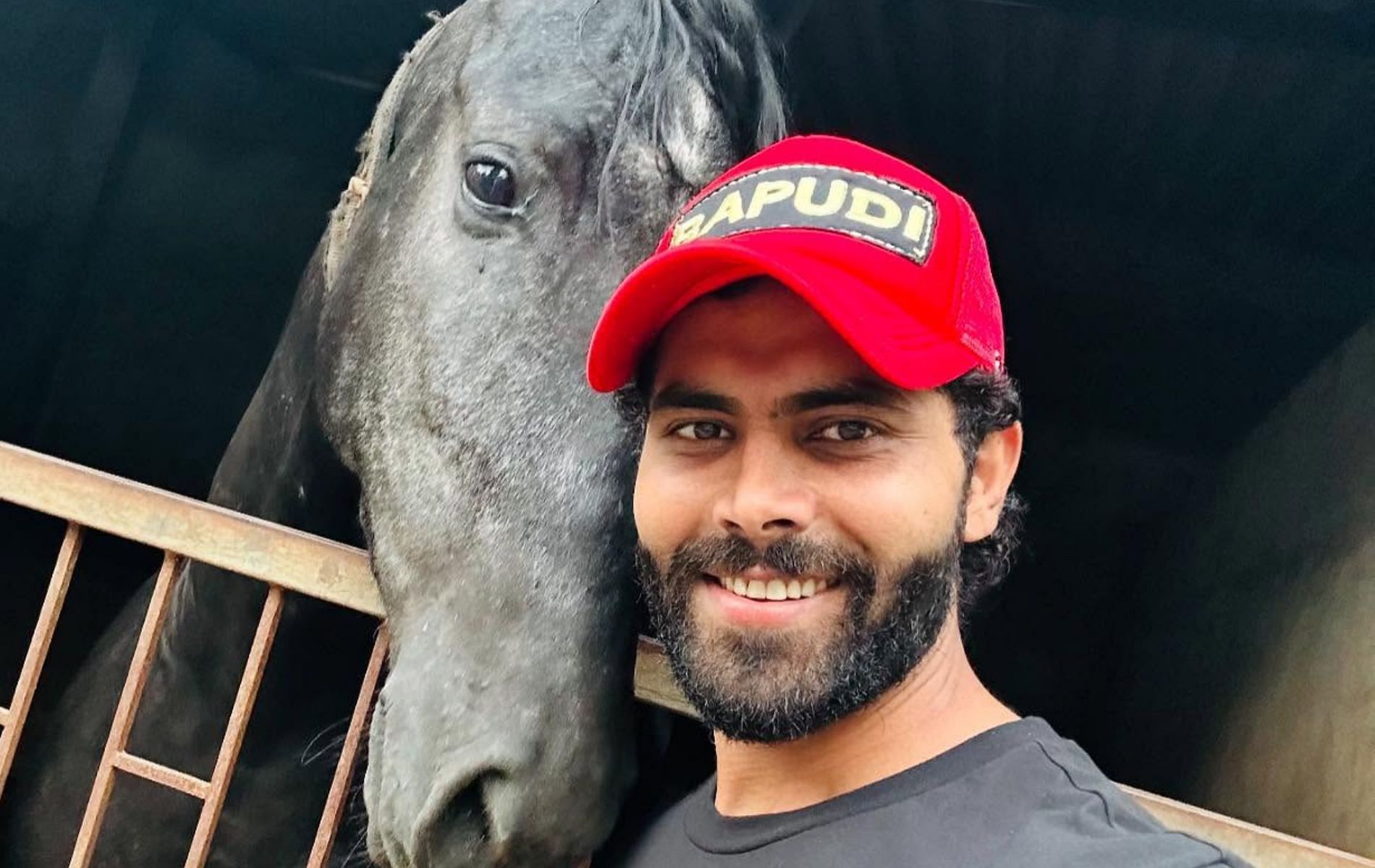 Ravindra Jadeja poses with one of his horses at Jamnagar farmhouse. (Pic: Instagram/royalnavghan).