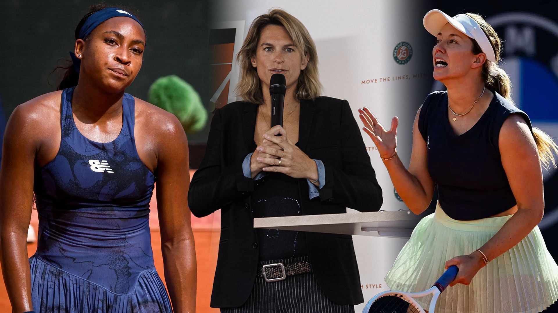 (L-R) Coco Gauff, Amelie Mauresmo, Danielle Collins | Getty