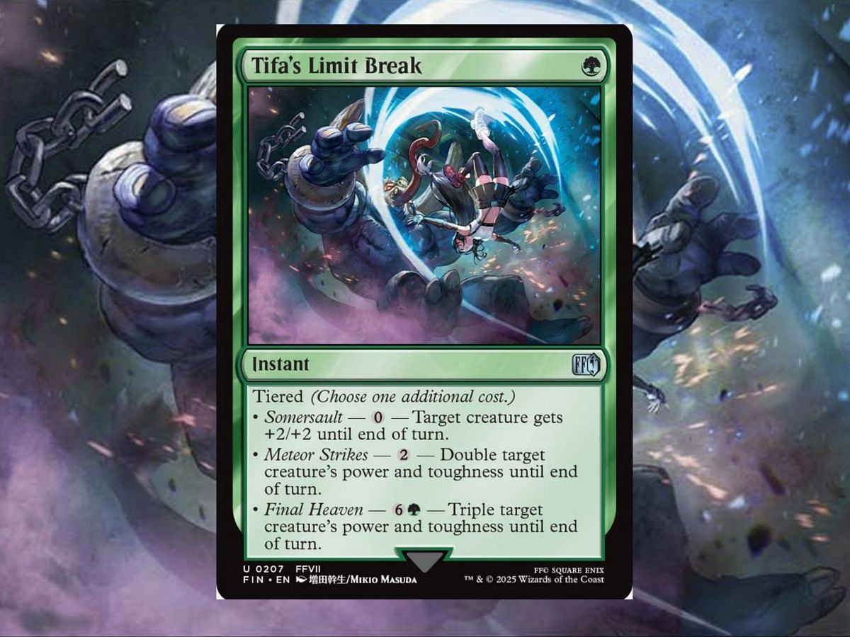 With enough mana and some Trample, Tifa will finish anyone off in a hurry (Image via Wizards of the Coast)