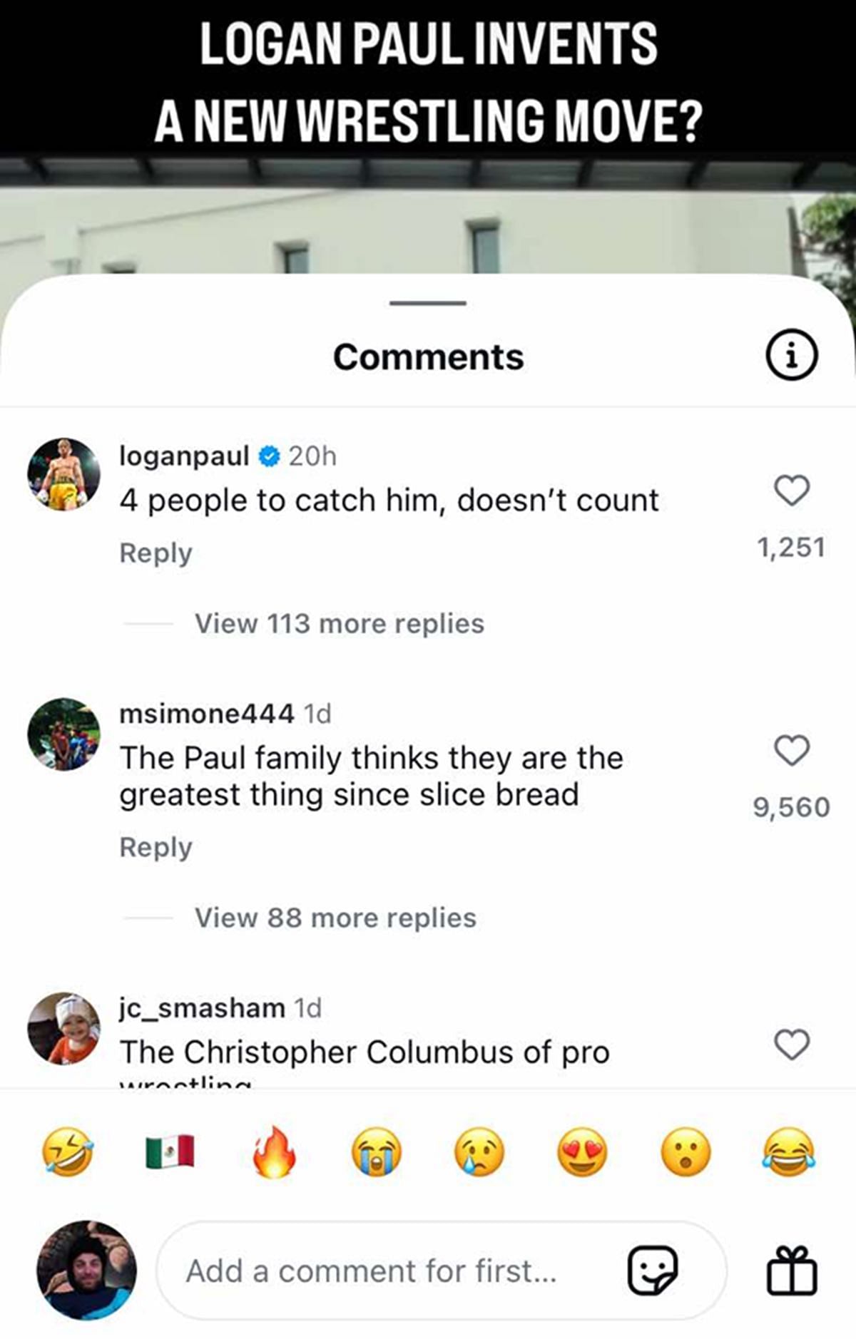 Logan Paul tried to respond to the issue [Image credit: Firstbloodsport on Instagram]