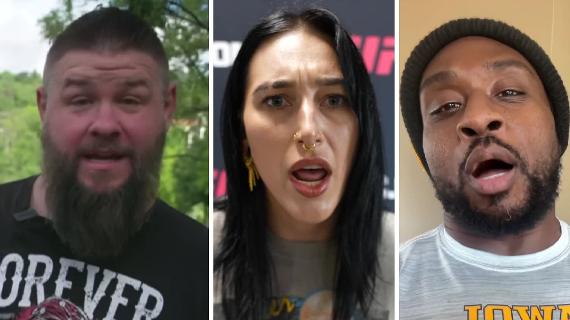 Kevin Owens (left), Rhea Ripley (middle), Big E (right) [Image credits: WWE