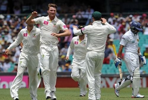 Jackson Bird (2nd L) celebrates dismissing Sri Lankan batsman Tillakaratne Dilshan on January 3, 2013 Jackson Bird (2nd L) celebrates dismissing Sri Lankan batsman Tillakaratne Dilshan on January 3, 2013