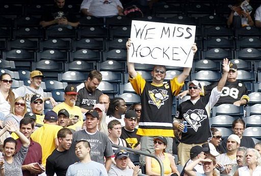 A Pittsburgh Penguins fan at PNC Park in Pittsburgh, Pennsylvania, US, October 3, 2012.