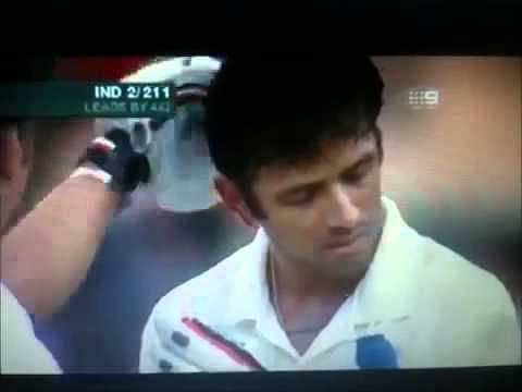 Video: Innings declared after Brett Lee bouncer hits Rahul Dravid